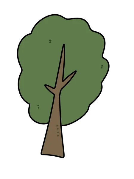 Çizgi Film Yeşil Ağacının Çizimi — Stok fotoğraf