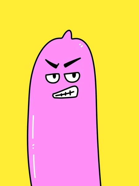 Cute Condom Cartoon Yellow Background — 스톡 사진