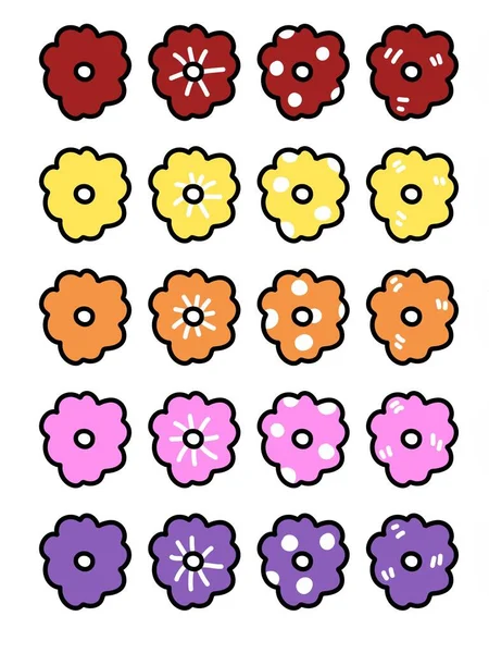 Ilustrace Roztomilé Kreslené Květiny — Stock fotografie