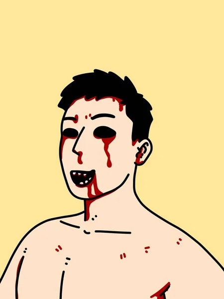 Zombie Man Cartoon Yellow Background — Stockfoto
