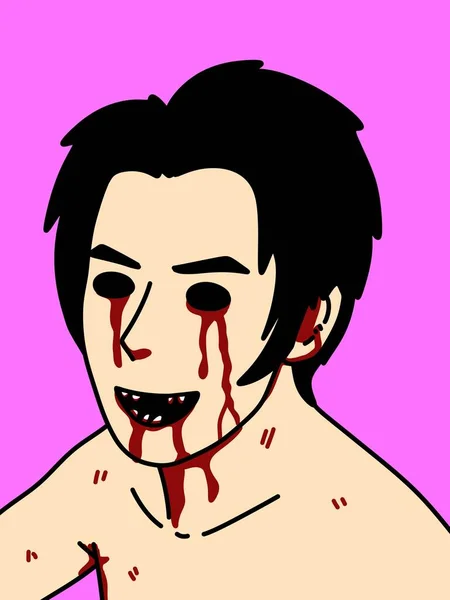 Zombie Man Cartoon Pink Background — 图库照片