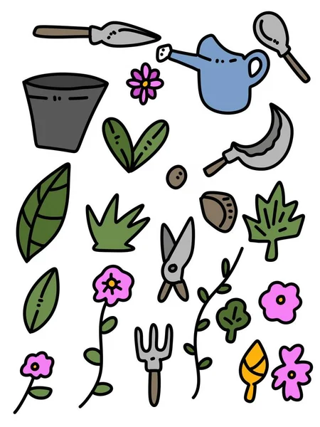 Conjunto Ferramentas Jardinagem Ilustração — Fotografia de Stock