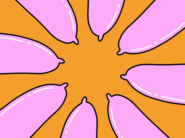 Cute Condom Cartoon Orange Background — Stock fotografie
