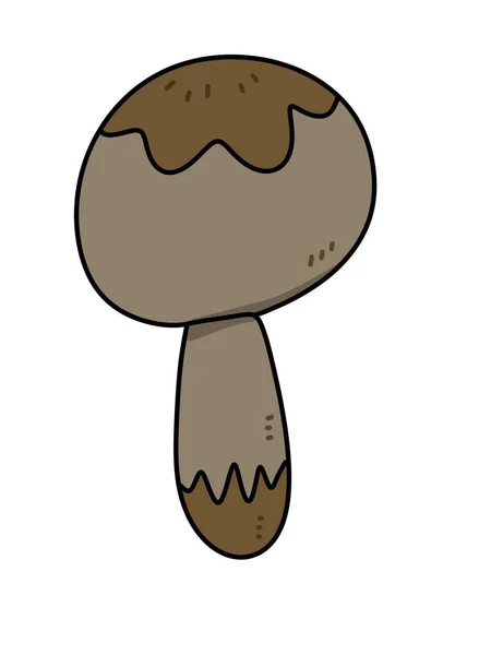 Cartoon Doodle Mushroom White Background — Photo