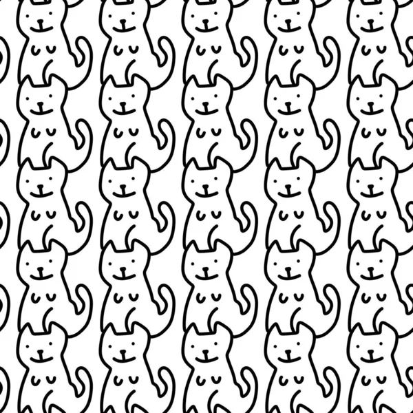 Sevimli Çizgi Film Kedileriyle Kusursuz Desen — Stok fotoğraf