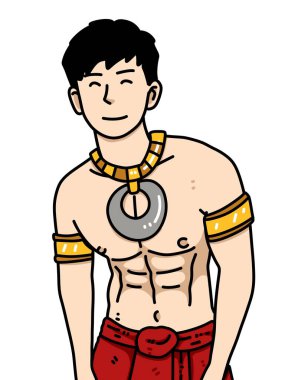 Beyaz arka planda sevimli bir adam çizgi filmi