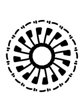 sun wheel icon. black and white illustration.