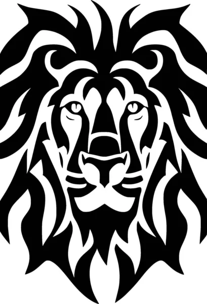 black and white of lion head tattoo illustration