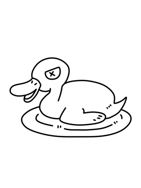 Preto Branco Desenhos Animados Pato — Fotografia de Stock