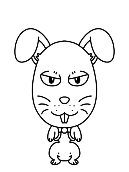 Black White Cute Rabbit Cartoon Coloring — Stock Photo, Image