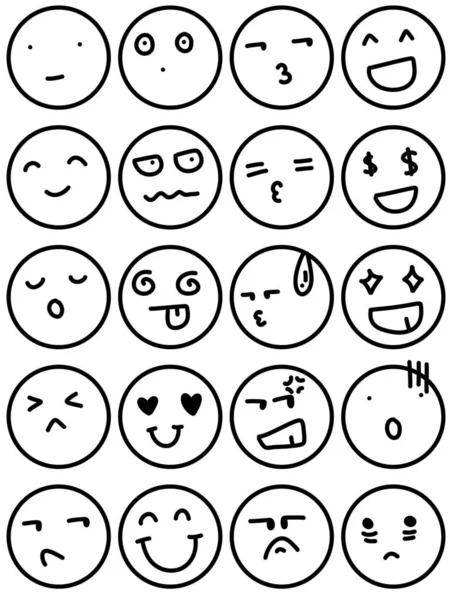 Sorrir Enfrenta Ícones Set Desenho Animado Ilustração Ícone Expressão Rosto — Fotografia de Stock
