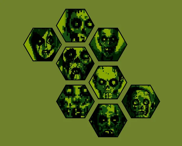 set of pixel art zombie monster