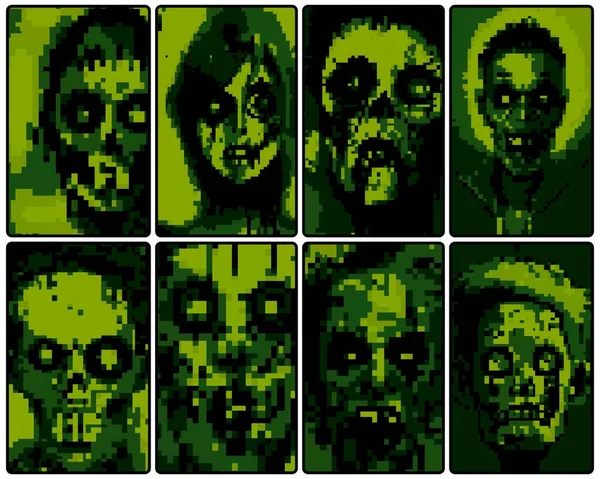 Set Pixel Art Zombie Monster — Stockfoto