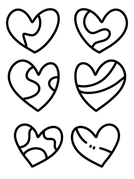 Set Hand Drawn Hearts Icons Illustration — ストック写真