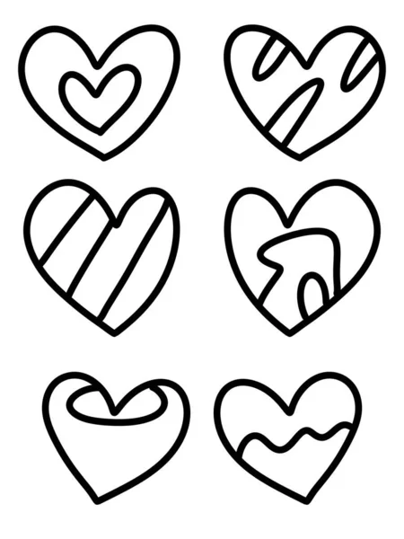 Set Hand Drawn Hearts Icons Illustration — Φωτογραφία Αρχείου