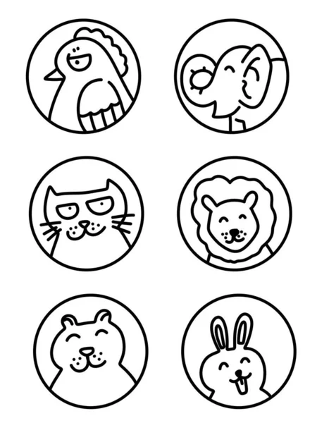Set Simpatici Cartoni Animati Animali — Foto Stock