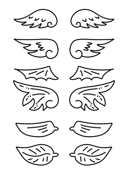 Set Hand Drawn Wings Illustration — Zdjęcie stockowe