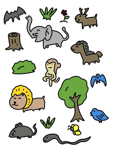 Set Cute Cartoon Animals Illustration — Foto Stock