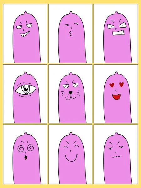 Set Cute Condom Cartoon — Foto Stock
