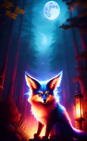 a fox in the night sky