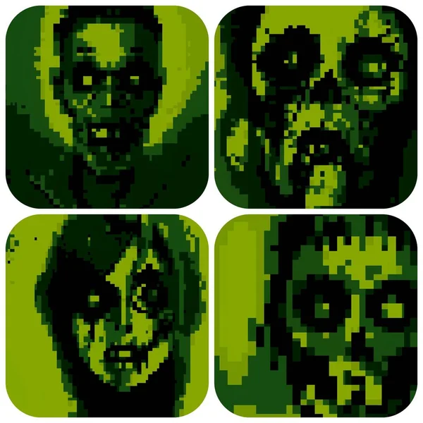 set of pixel art zombie monster