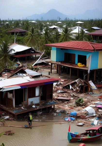 Thai Village Tsunami Attack — Stock Photo, Image