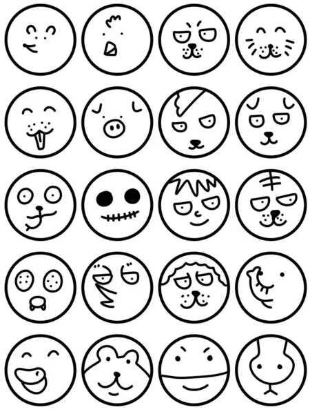 Smile Faces Icons Set Cartoon Illustration Icon Web — Stockfoto