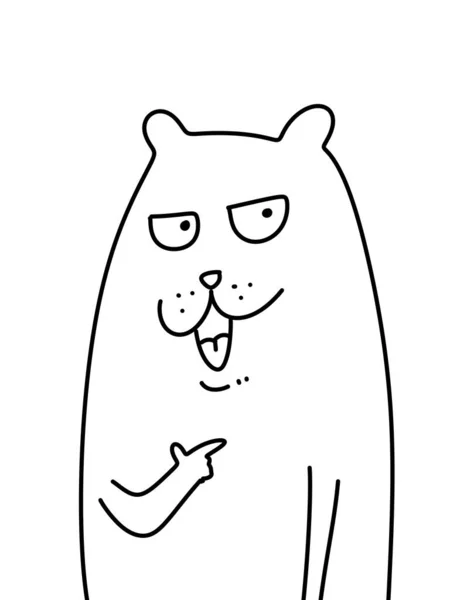 Black White Cute Bear Cartoon Coloring — Zdjęcie stockowe