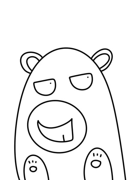 Preto Branco Bonito Urso Desenhos Animados Para Colorir — Fotografia de Stock
