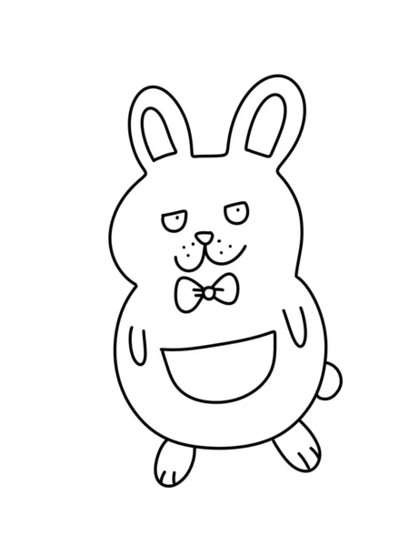 Black White Cute Rabbit Cartoon Coloring — Stock Photo, Image
