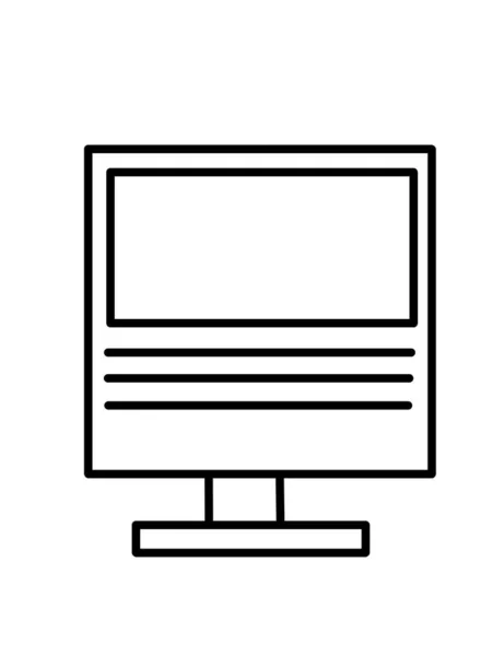 Black White Computer Monitor Icon Illustration — Stock Photo, Image