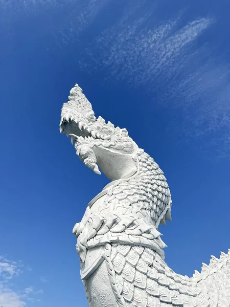 Head Nagas White Temple City Thailand — Stockfoto