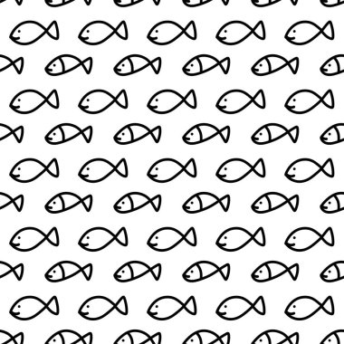 seamless pattern with hand drawn fish. illustration