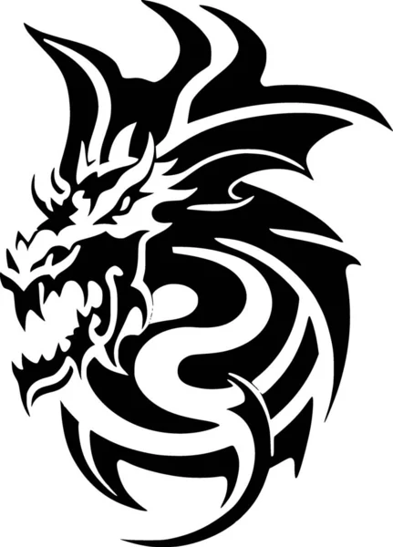 Черно Белая Иллюстрация Татуировки Драконом — стоковое фото