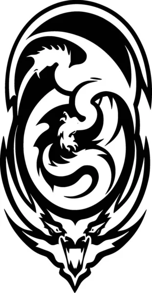 Illustration Tattoo Style Dragon — Stock Photo, Image