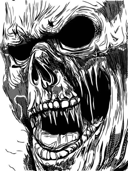Skull Head Black White Illustration — Stockfoto