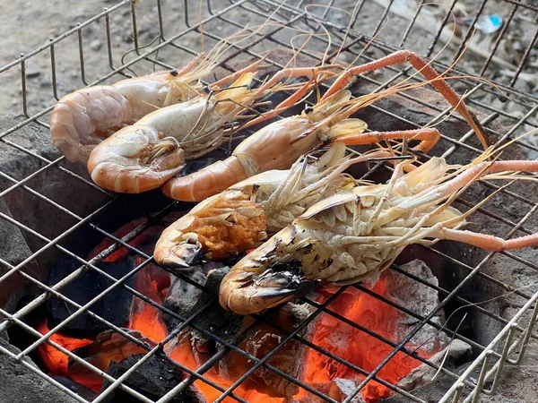 Grilled Shrimp Hot Stovel — Stok Foto