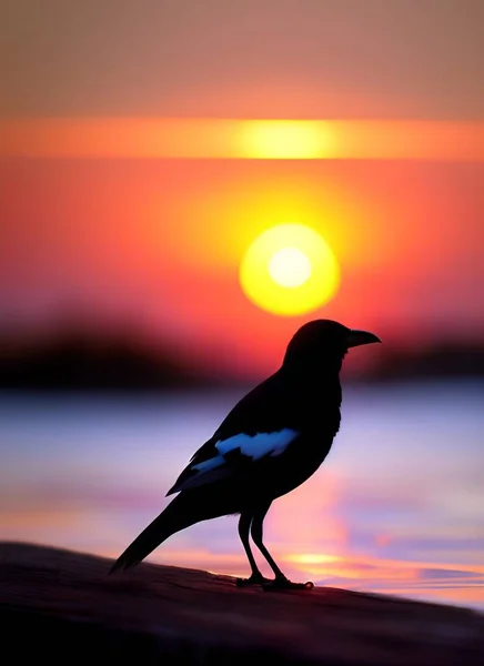 silhouette of a bird on the beach