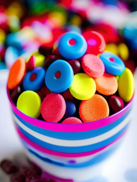 Colorful Candies Glass Bowl — Stock Photo, Image