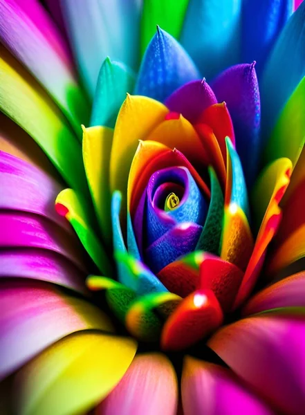 close up of a rainbow flower