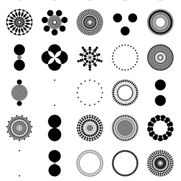 Set Black White Geometric Shapes Illustration — Stock Photo, Image
