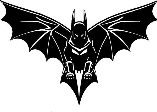 Ilustração Preto Branco Morcego — Fotografia de Stock
