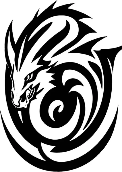 tattoo style illustration of a dragon head