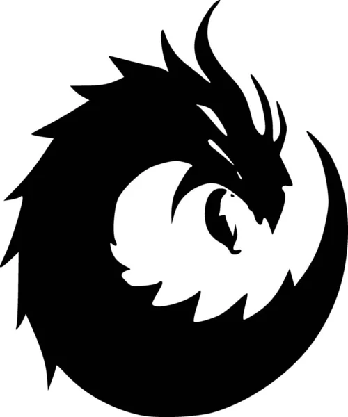Черно Белая Иллюстрация Красивого Дракона — стоковое фото