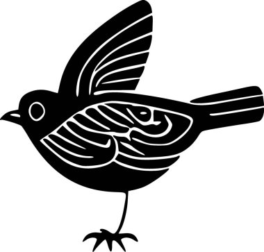 black and white of illustration of a bird