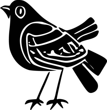 black and white of illustration of a bird