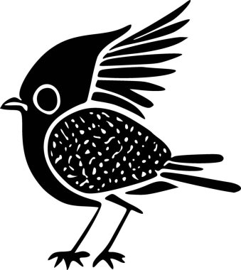 black and white of illustration of a bird clipart