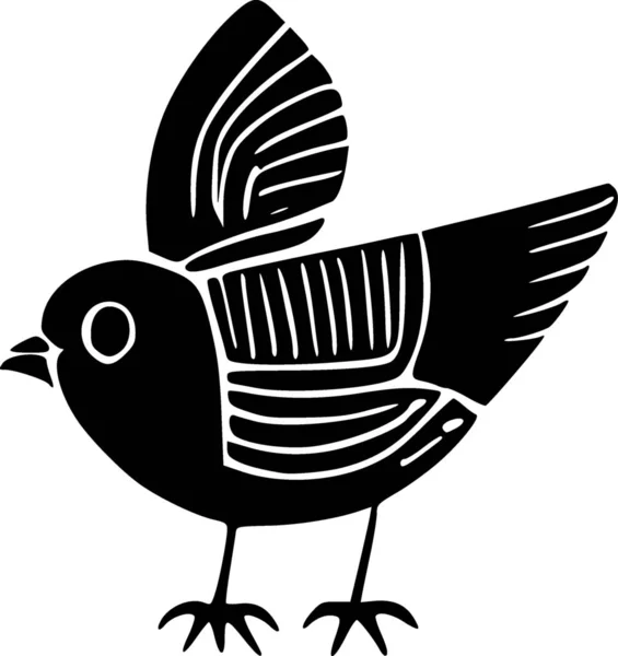 Черно Белая Иллюстрация Птицы — стоковое фото