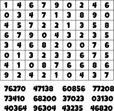 illustration of game find number