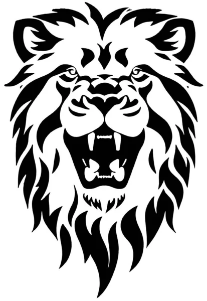 Black White Lion Head Tattoo Illustration — ストック写真